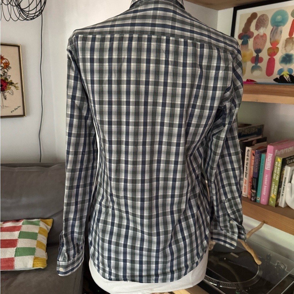 Vintage Nordstrom Blue and White Checkered Plaid Button Up Shirt - Picture 4 of 4